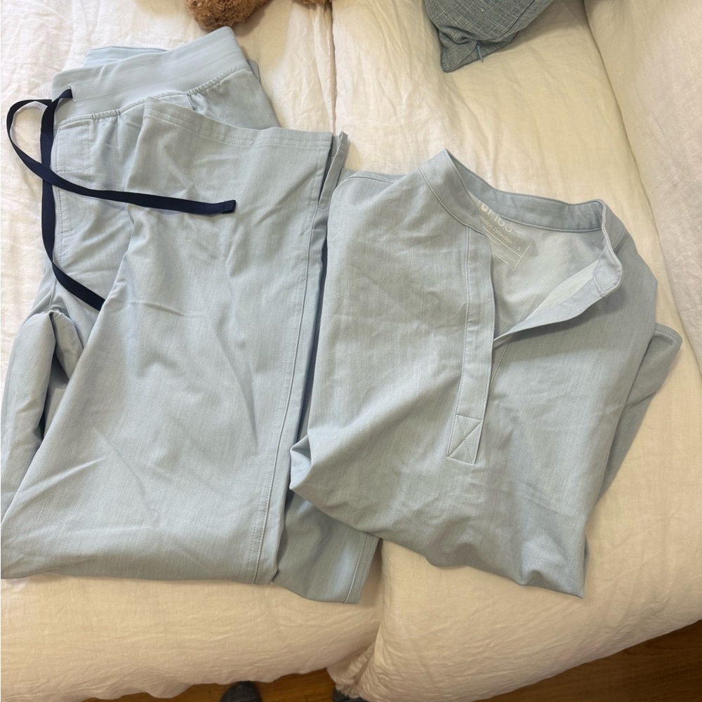 Light Blue Figs Scrubs set